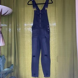 C’est Toi Distressed Denim Overalls